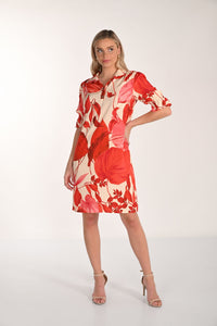 Front view of Frank Lyman Floral Puff Sleeve Shift Dress - Style 266188