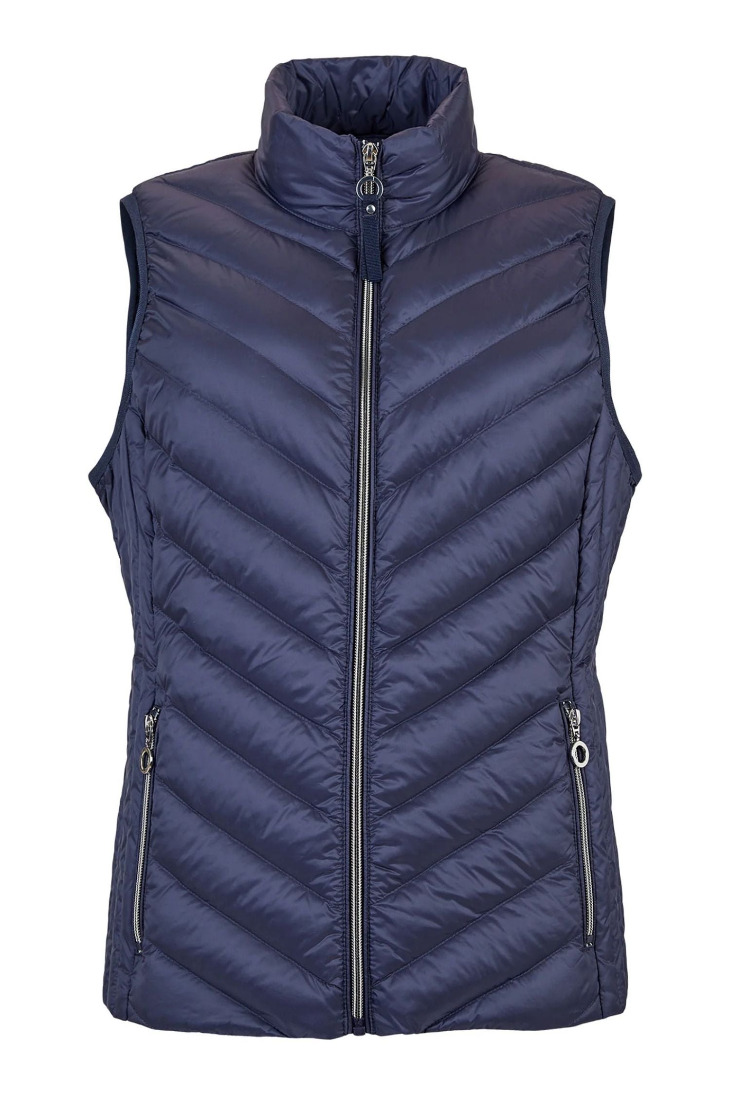 Front view of Fransden Lightweight Down Vest - Style 529 in navy