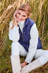 Lifestyle view of Fransden Lightweight Down Vest - Style 529 in navy