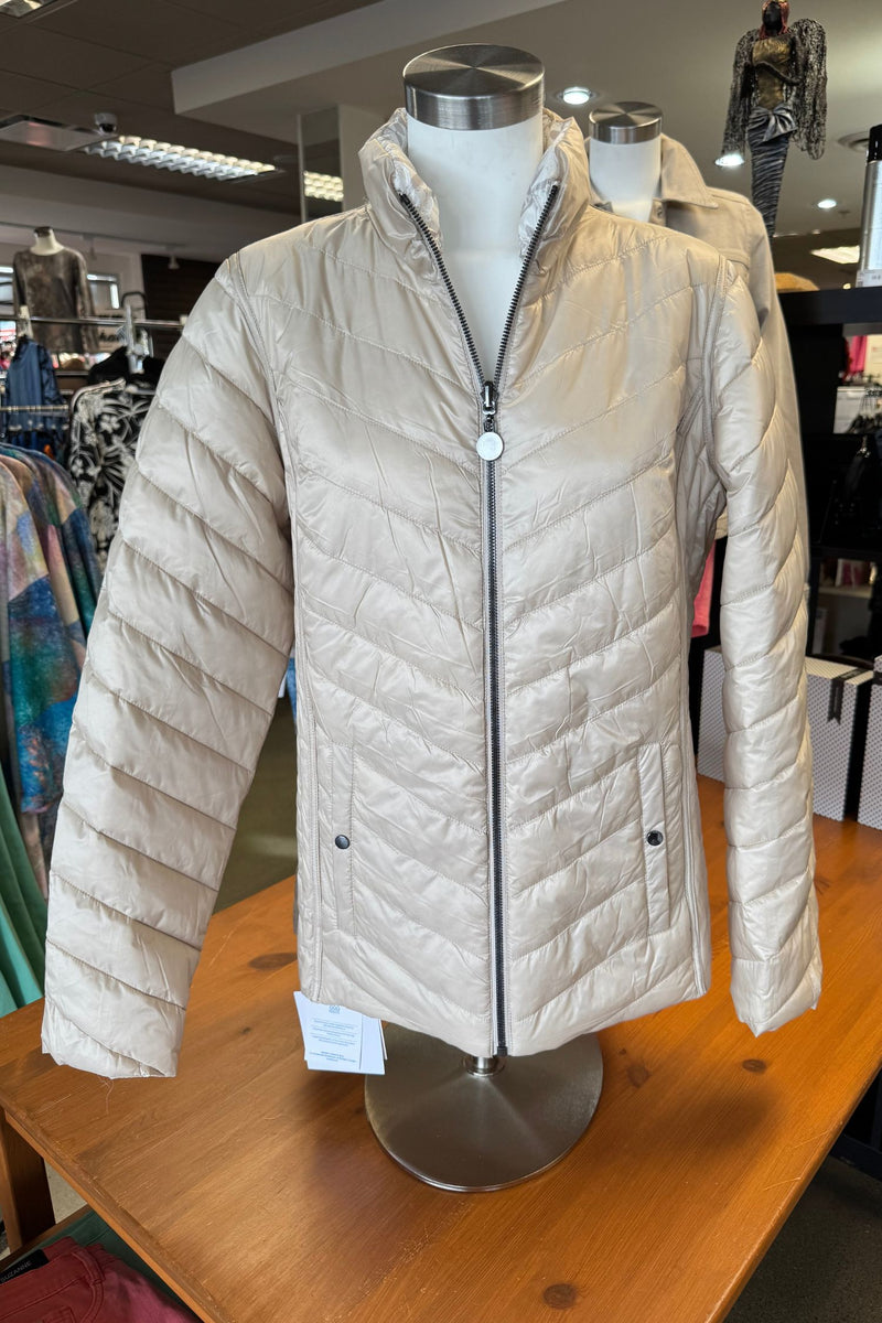Front view of Fransden Quilted Reversible Jacket - Style 226 in light cream