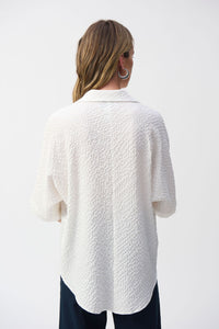 Back view of Joseph Ribkof Seersucker High-Low Top - Style 251165-WHT