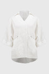 Joseph Ribkof Seersucker High-Low Top - Style 251165-WHT front