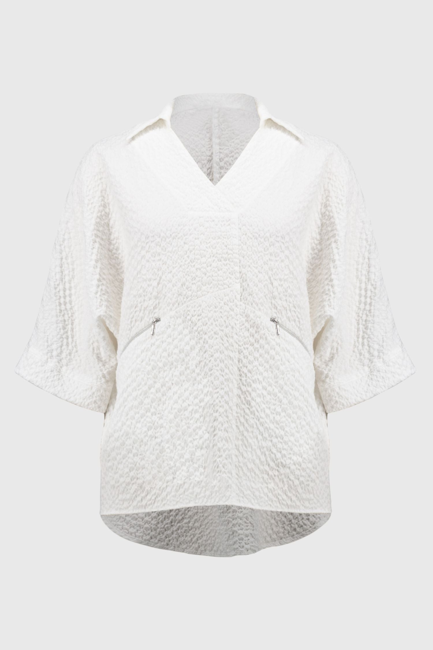 Joseph Ribkof Seersucker High-Low Top - Style 251165-WHT front