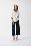 Full outfit front view of Joseph Ribkof Seersucker High-Low Top - Style 251165-WHT