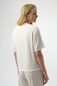Back view of Joseph Ribkoff Amour Knit T-Shirt with Rhinestone Detail - 254958-WW