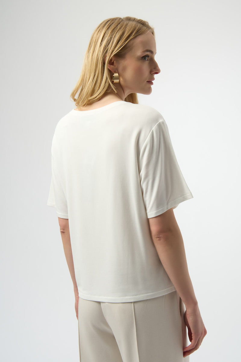 Back view of Joseph Ribkoff Amour Knit T-Shirt with Rhinestone Detail - 254958-WW