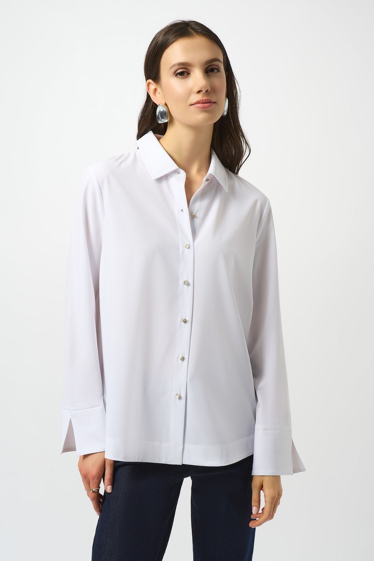 Front view of Joseph Ribkoff Blouse - Style 253923-OW in white