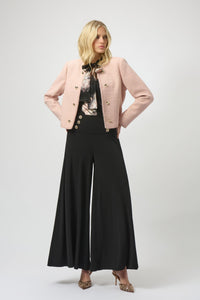 Outfit view of Joseph Ribkoff Bouclé Collarless Jacket with Buttons - Style 254903 in rose