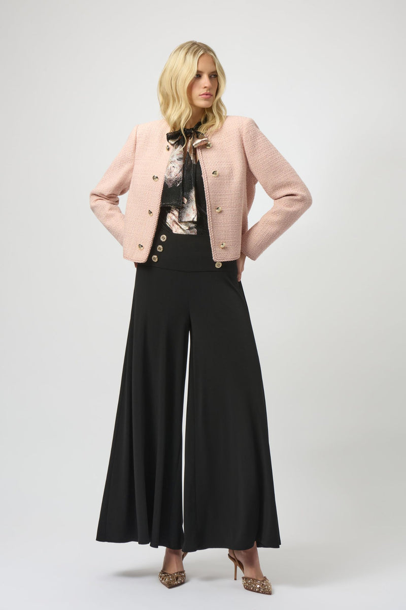 Outfit view of Joseph Ribkoff Bouclé Collarless Jacket with Buttons - Style 254903 in rose