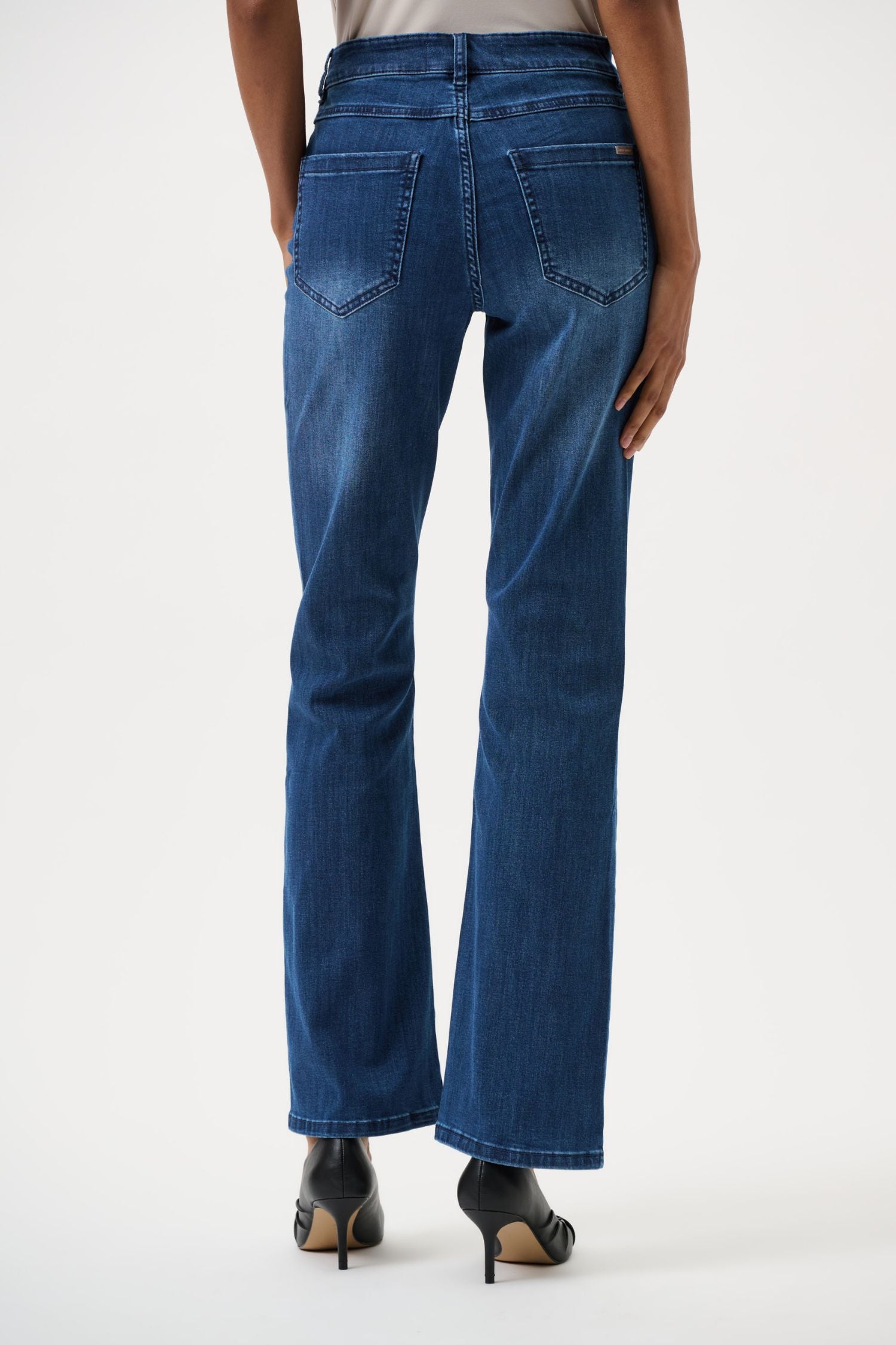 Back view of Joseph Ribkoff Brooke Bootcut Jean - Style 251967 in med blue
