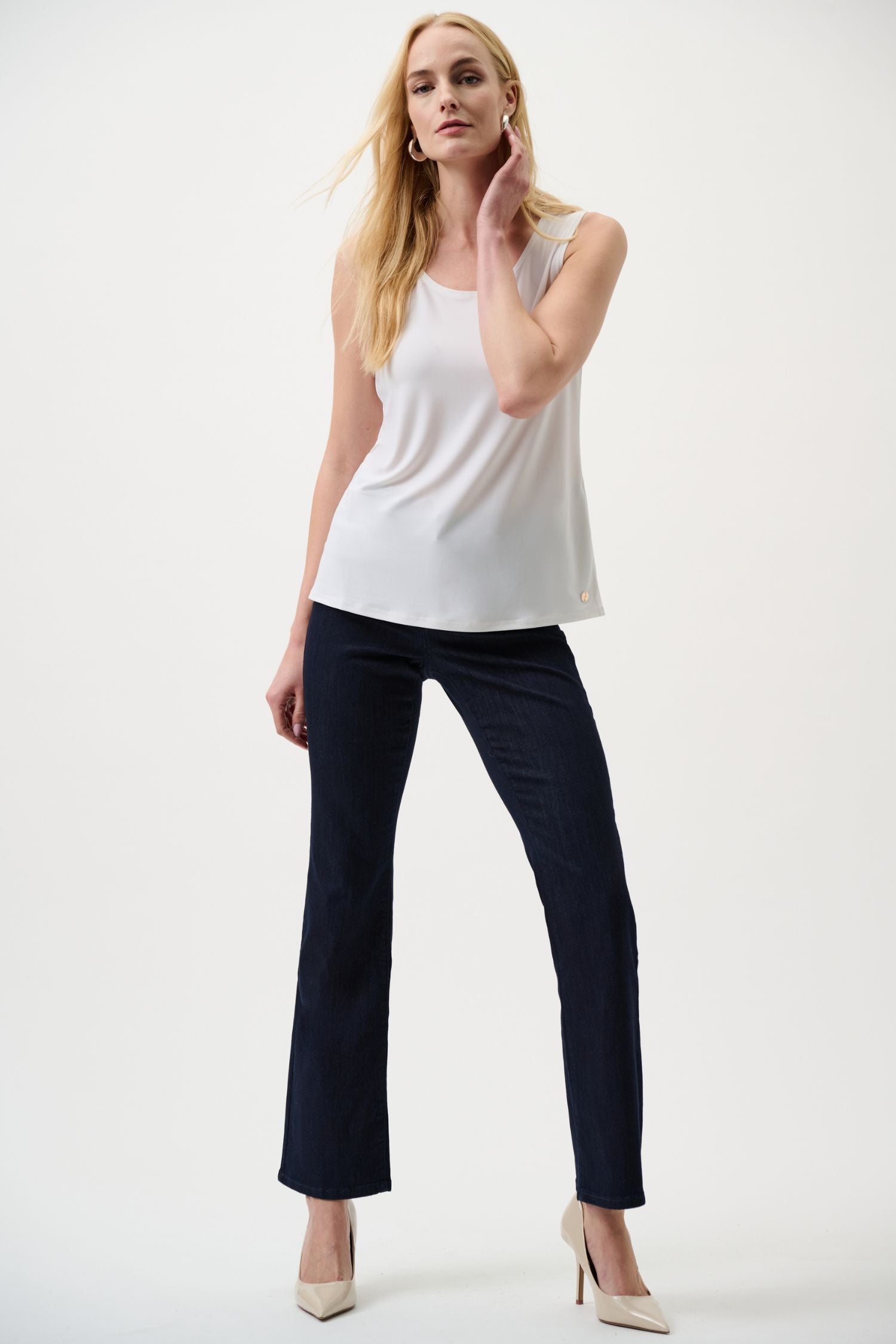 Outfit view of Joseph Ribkoff Brooke Bootcut Jean - Style 251967 in dark blue