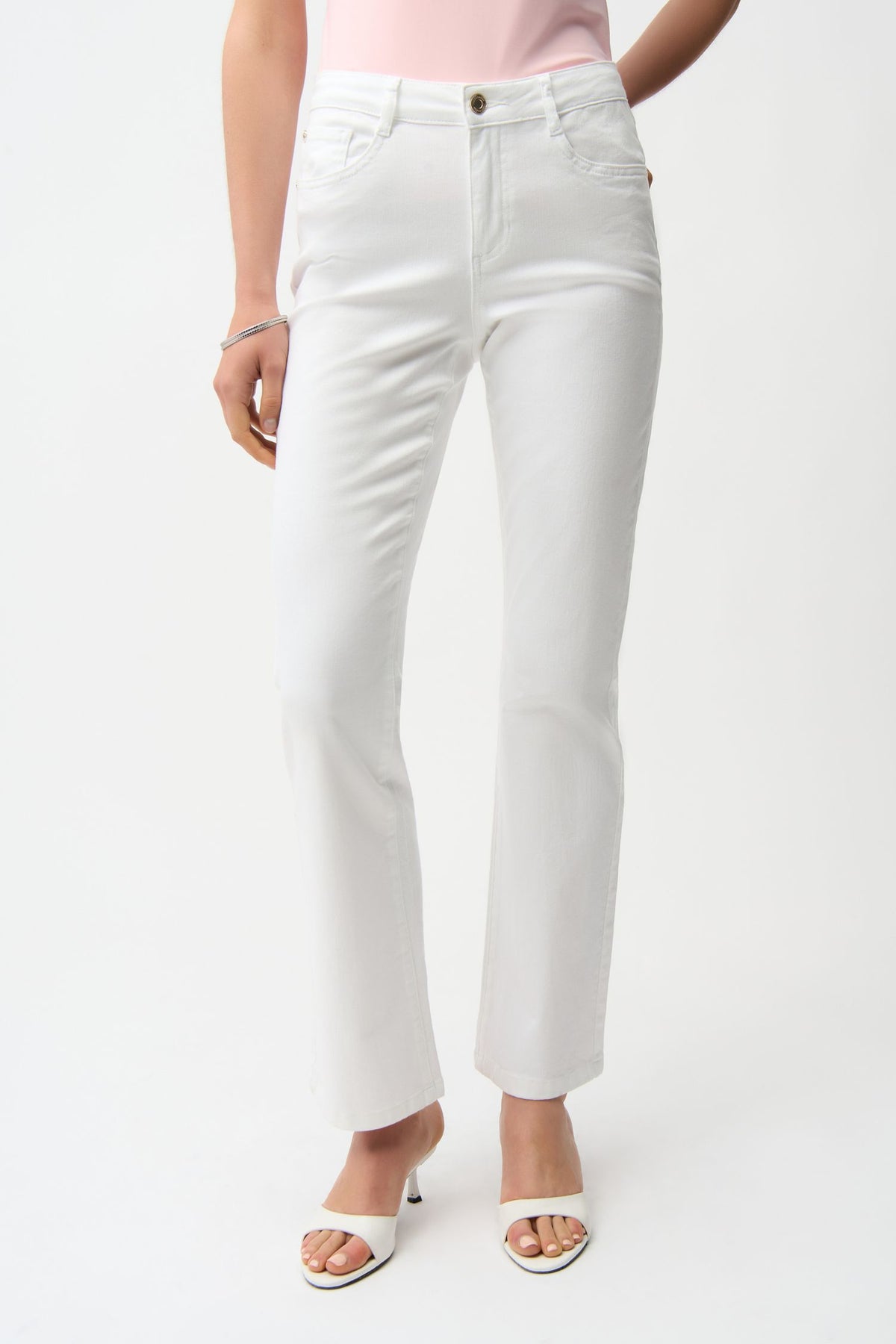 Front view of Joseph Ribkoff Brooke Classic Bootcut Jean - Style 261993-WHT