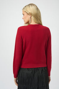 Back view of Joseph Ribkoff Cashmere Button-Front Cardigan - Style 254951-DC in deep cherry