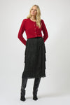 Outfit view of Joseph Ribkoff Cashmere Button-Front Cardigan - Style 254951-DC in deep cherry