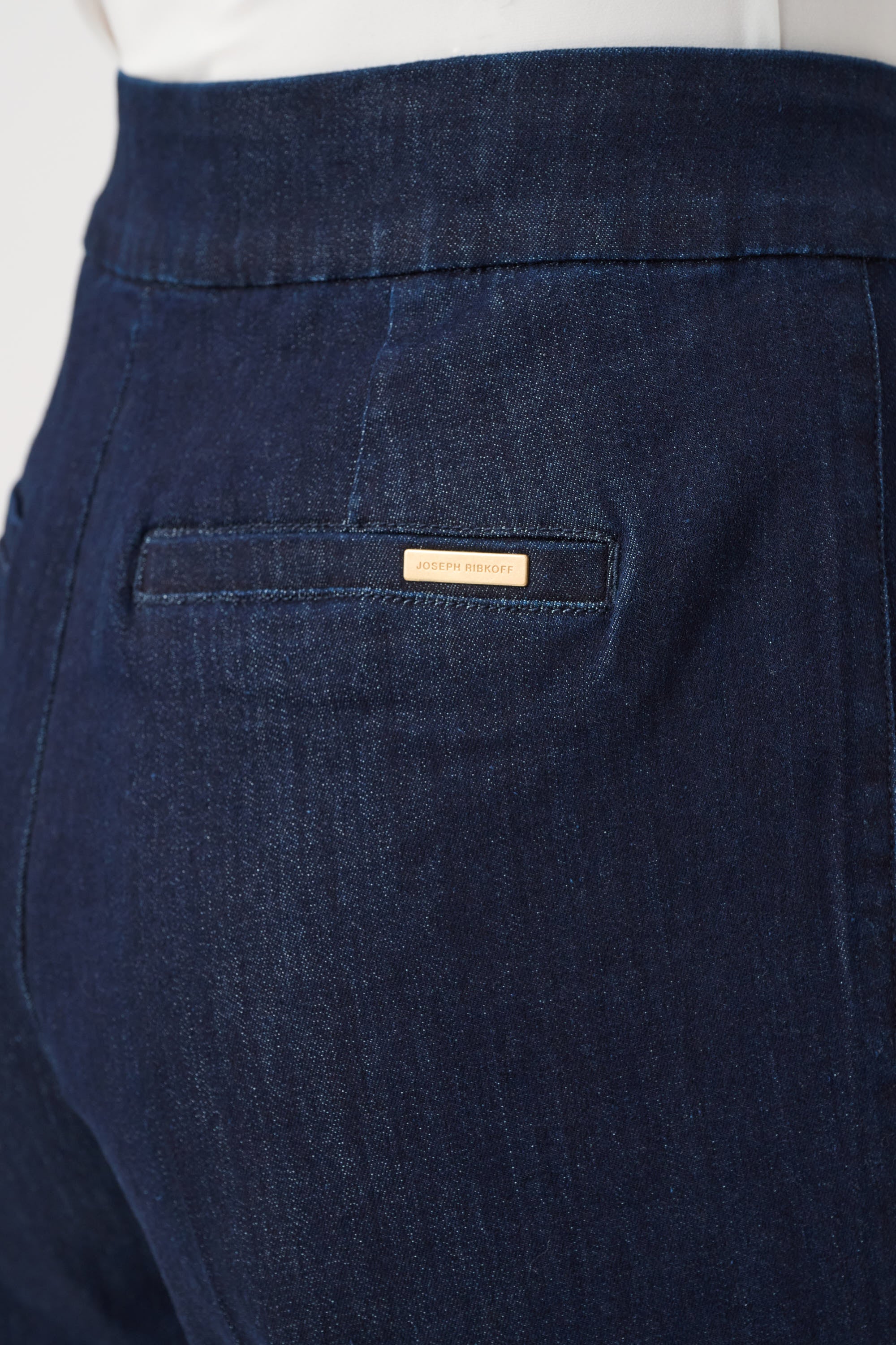 Back closeup view of Joseph Ribkoff Chloe Wide Leg Jean - Style 26390 in dark denim blue