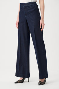 Front view of Joseph Ribkoff Chloe Wide Leg Jean - Style 26390 in dark denim blue