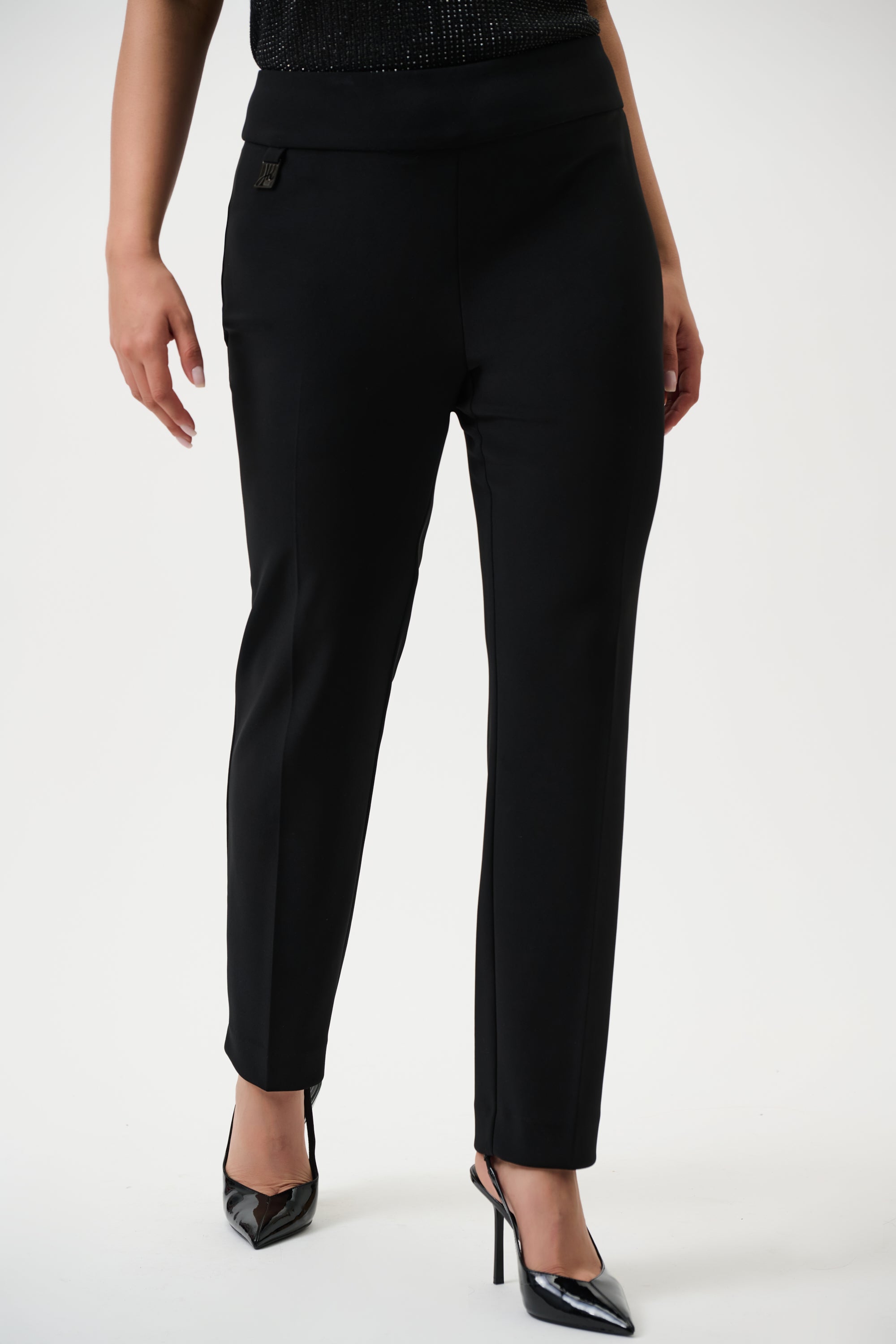 Front view2 of Joseph Ribkoff Classic Tailored Slim Pant - Style 144092 in black