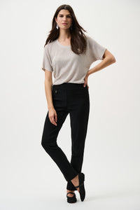 Full view of Joseph Ribkoff Classic Tailored Slim Pant - Style 144092 in black