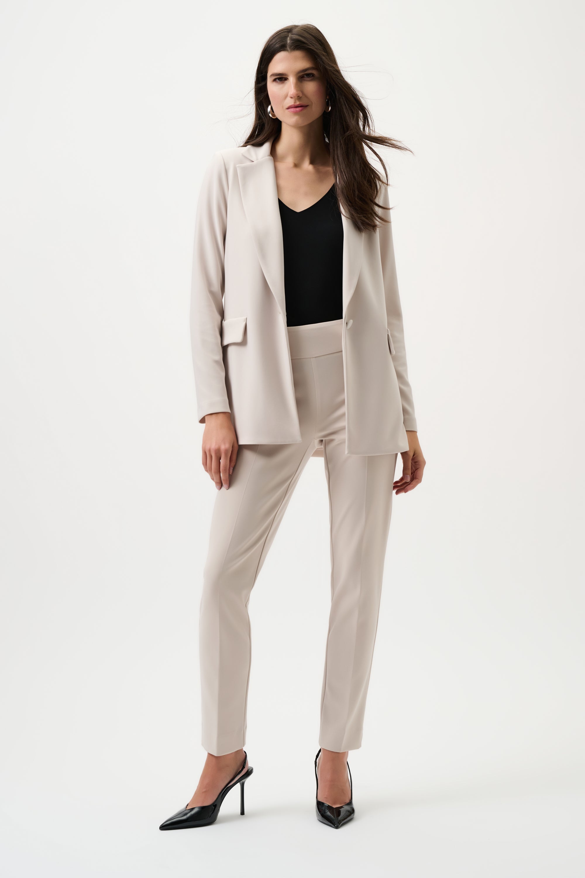 Outfit2 view of Joseph Ribkoff Classic Tailored Slim Pant - Style 144092 in moonstone