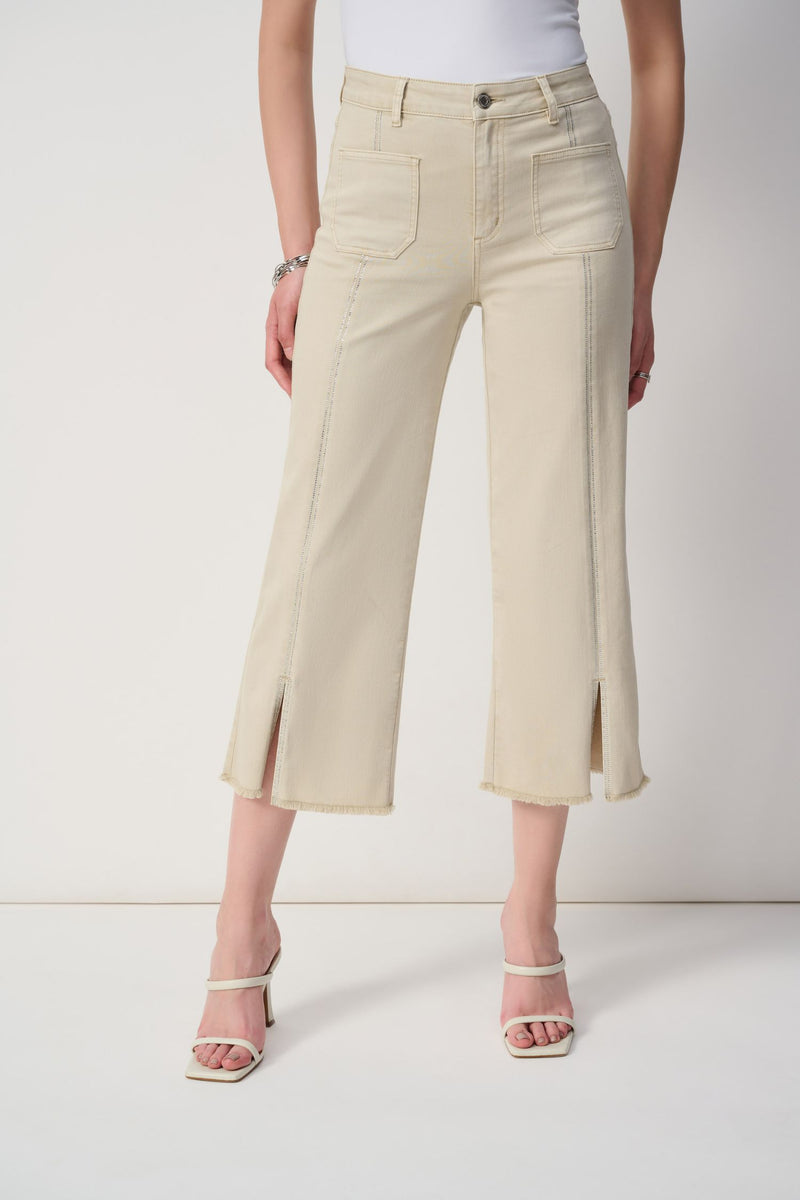 Front view of Joseph Ribkoff Culotte Jeans - Style 251901-MS in moonstone