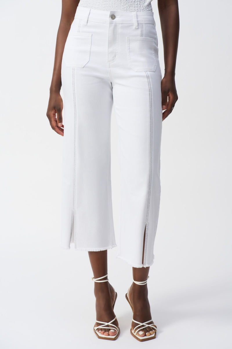 Front view of Joseph Ribkoff Culotte Jeans - Style 251901-WHT
