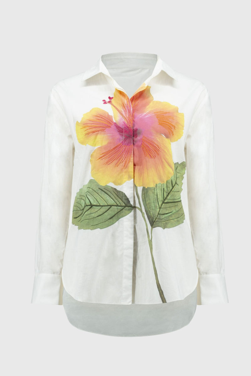 Joseph Ribkoff Embroidered Flower Cotton Shirt - Style 251938-VANM