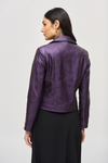 Joseph Ribkoff Faux Leather Biker Jacket - Style 234902, black currant, back