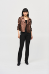 Joseph Ribkoff Faux Leather Biker Jacket - Style 234902, bronze, front2
