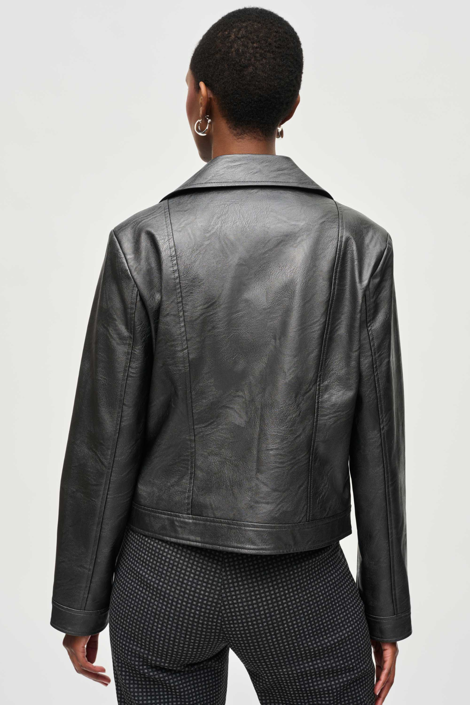 Joseph Ribkoff Faux Leather Biker Jacket - Style 234902, gunmetal,  back