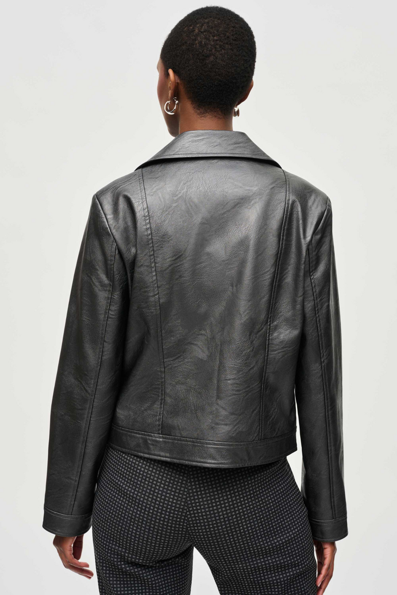 Joseph Ribkoff Faux Leather Biker Jacket - Style 234902, gunmetal,  back