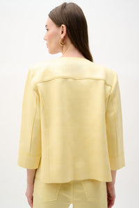 Back view of Joseph Ribkoff Foiled Scuba Suede Jacket - 262905-MY in yellow
