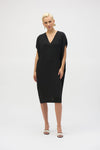 Front view of Joseph Ribkoff Gauze Short Sleeve Cocoon Dress - Style 252160 in black