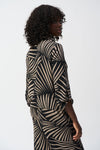 Back view of Joseph Ribkoff Gauze Tropical Print Top with Tie - Style 251083-BLK/DN