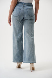 Back view2 of Joseph Ribkoff Goldie Classic Wide-Leg Stretch Jeans - Style 251968 in light denim