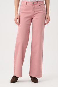 Front view of Joseph Ribkoff Goldie Classic Wide-Leg Stretch Jeans - Style 251968 in vintage rose