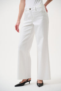 Front view of Joseph Ribkoff Goldie Classic Wide-Leg Stretch Jeans - Style 251968 in white
