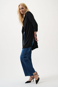Outfit view of Joseph Ribkoff Goldie Classic Wide-Leg Stretch Jeans - Style 251968 in med denim