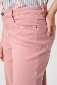 Side closeup view of Joseph Ribkoff Goldie Classic Wide-Leg Stretch Jeans - Style 251968 in vintage rose