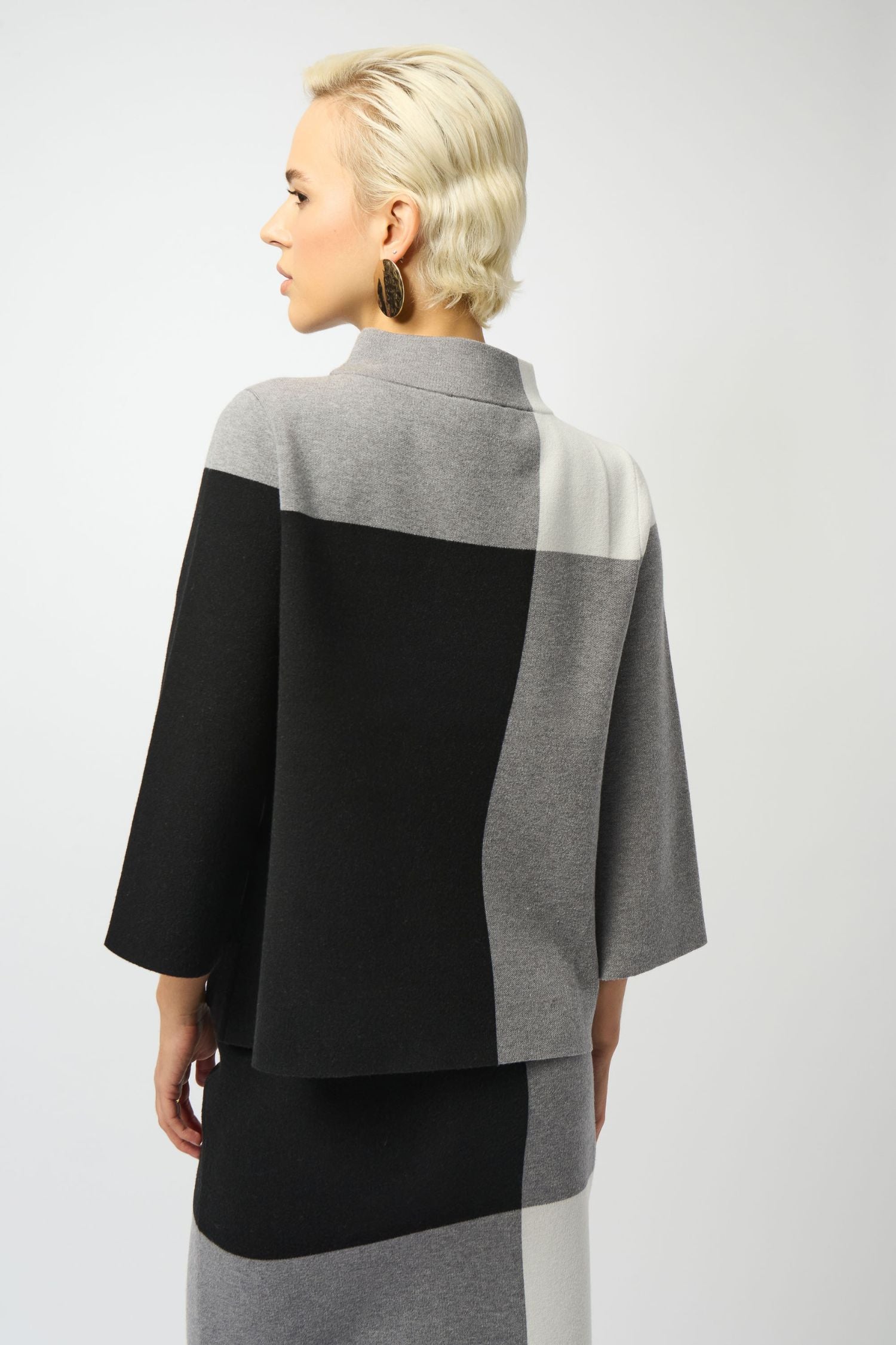 Joseph Ribkoff Jacquard Colour Block Pullover Sweater – Close To