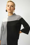 Front view of Joseph Ribkoff Jacquard Colour Block Pullover Sweater - Style 253907
