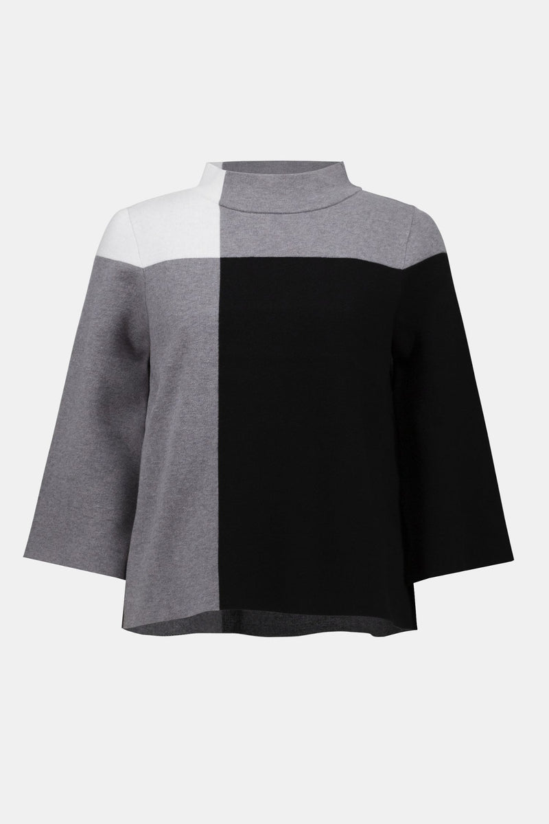 Off model view of Joseph Ribkoff Jacquard Colour Block Pullover Sweater - Style 253907