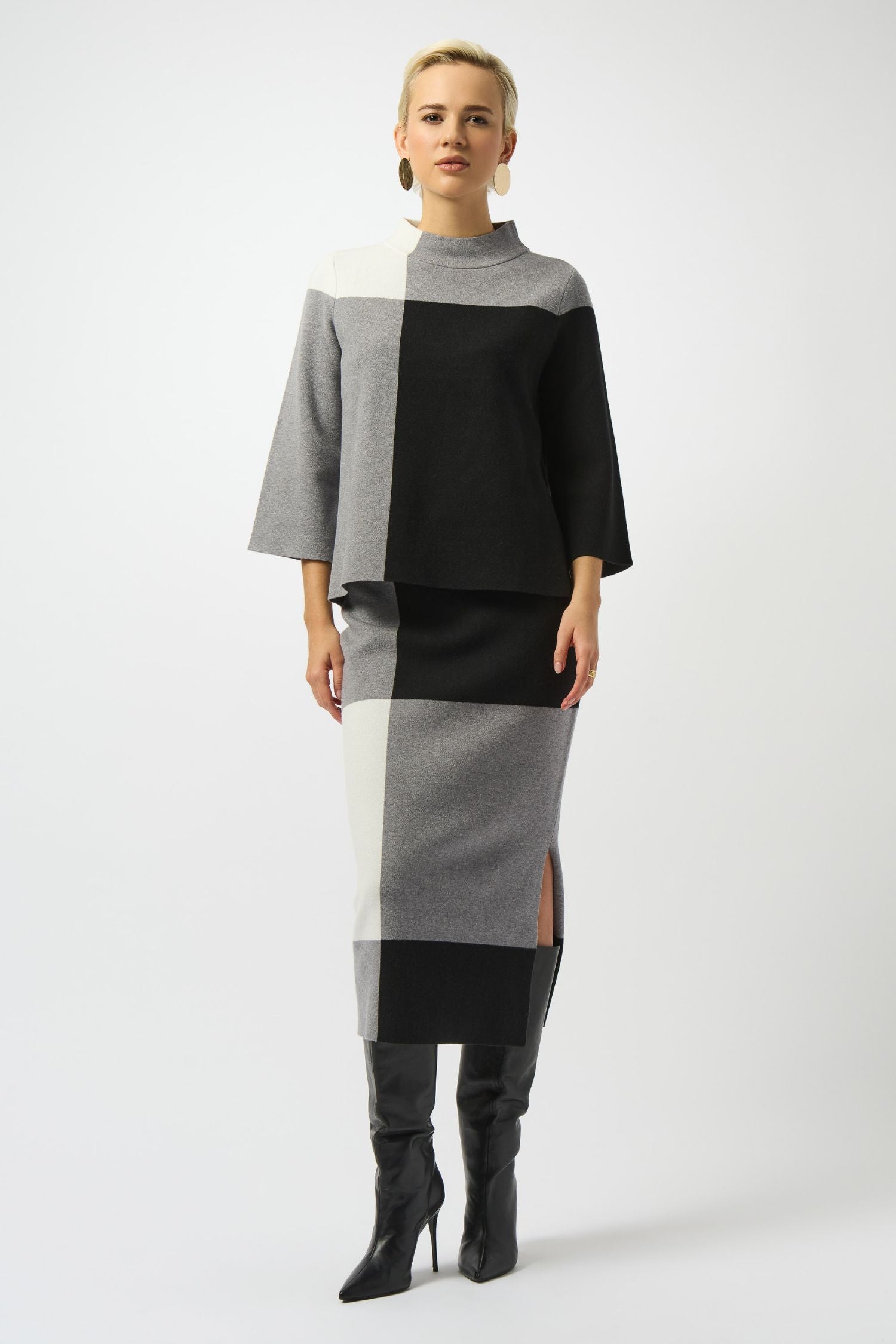 Joseph Ribkoff Jacquard Colour Block Pullover Sweater – Close To