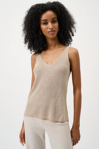 Front view of Joseph Ribkoff Metallic Knit Camisole - Style 252915-CH