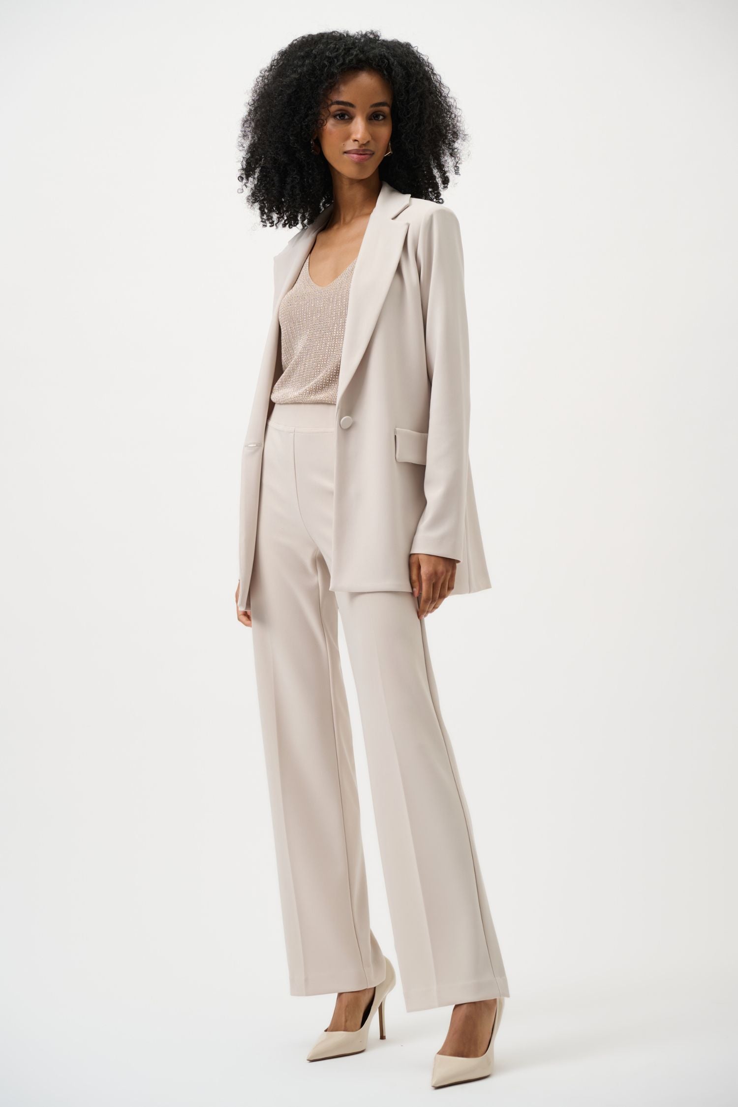 Outfit view of Joseph Ribkoff Metallic Knit Camisole - Style 252915-CH