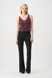 Outfit view of Joseph Ribkoff Metallic Knit Camisole - Style 252915 in elderberry
