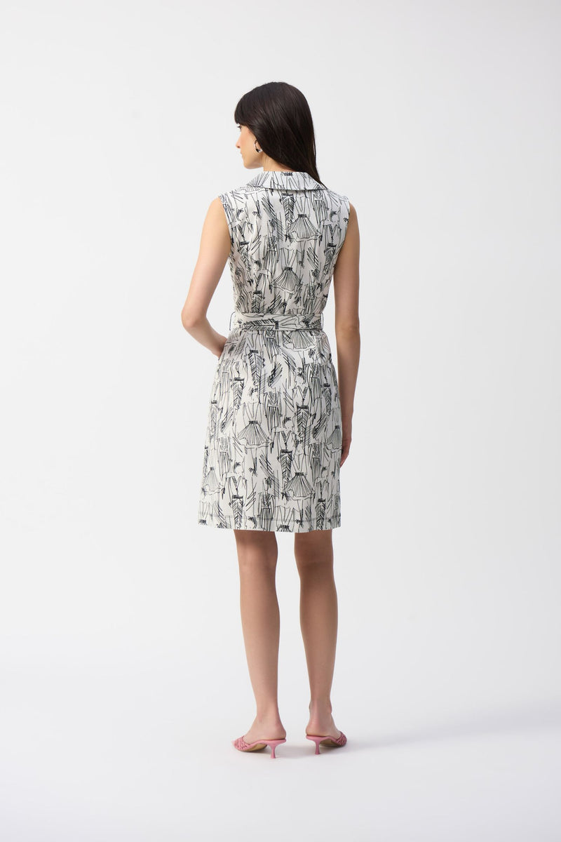 Back view of Joseph Ribkoff Millennium Conversational Print Sheath Dress - Style 251241-VAN/BLK