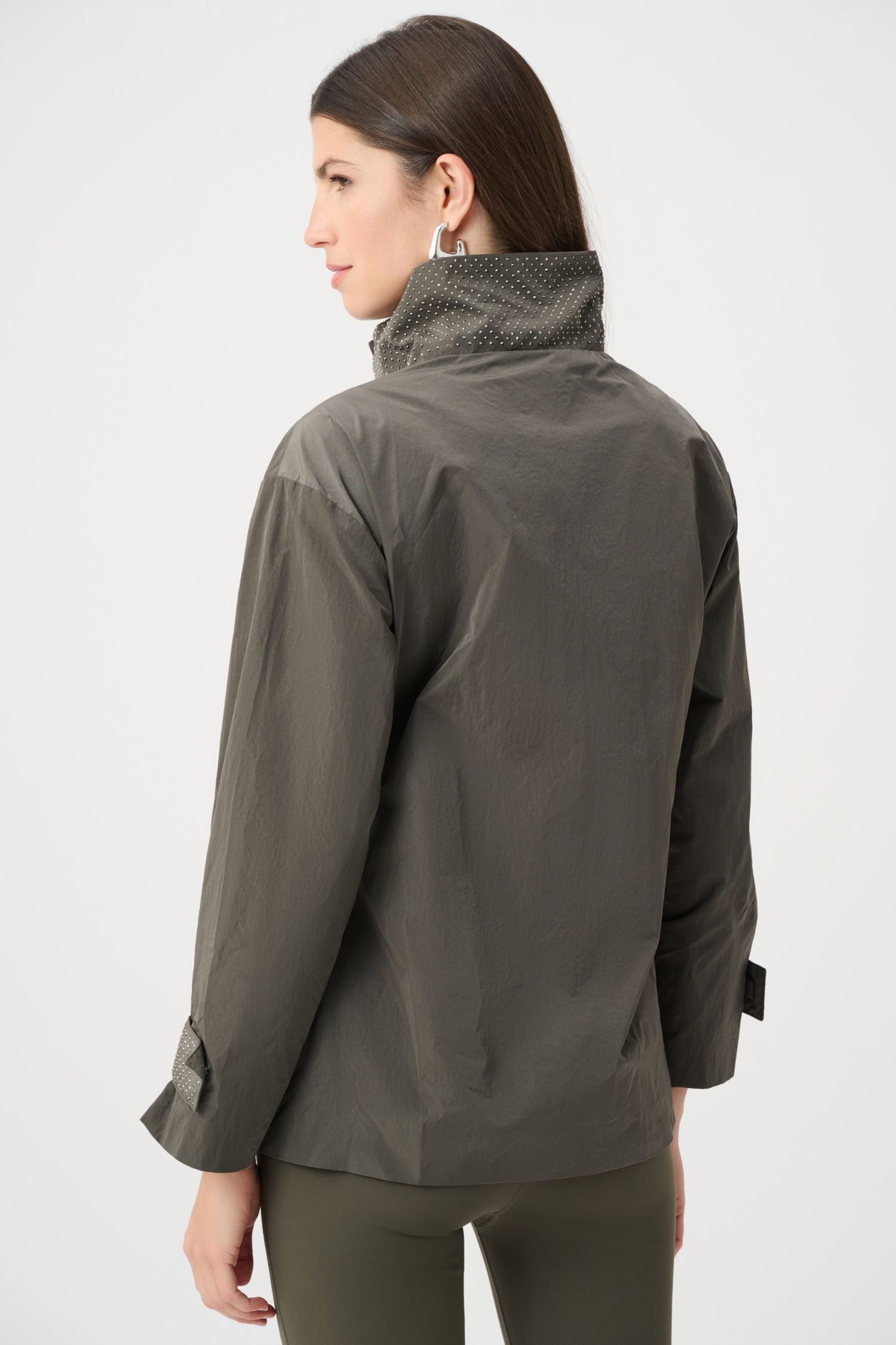 Back view of Joseph Ribkoff Mock Neck Embellished Jacket - Style 263633