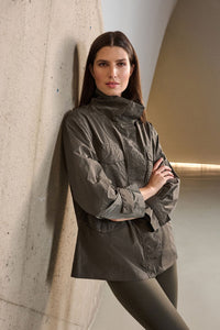 Lifstyle view of Joseph Ribkoff Mock Neck Embellished Jacket - Style 263633