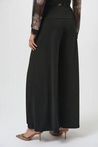 Back view of Joseph Ribkoff Moss Crepe Knit Flared Pants - Style 254178-BLK in black