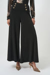 Front view of Joseph Ribkoff Moss Crepe Knit Flared Pants - Style 254178-BLK in black